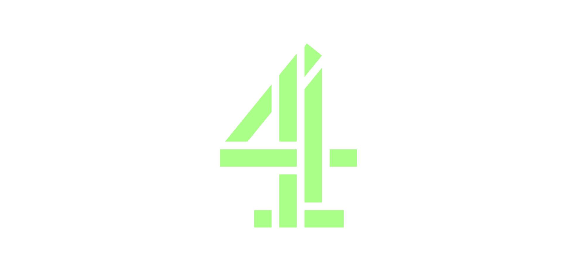 The Channel 4 logo. A green number 4 made up of seperate blocks on a white background.