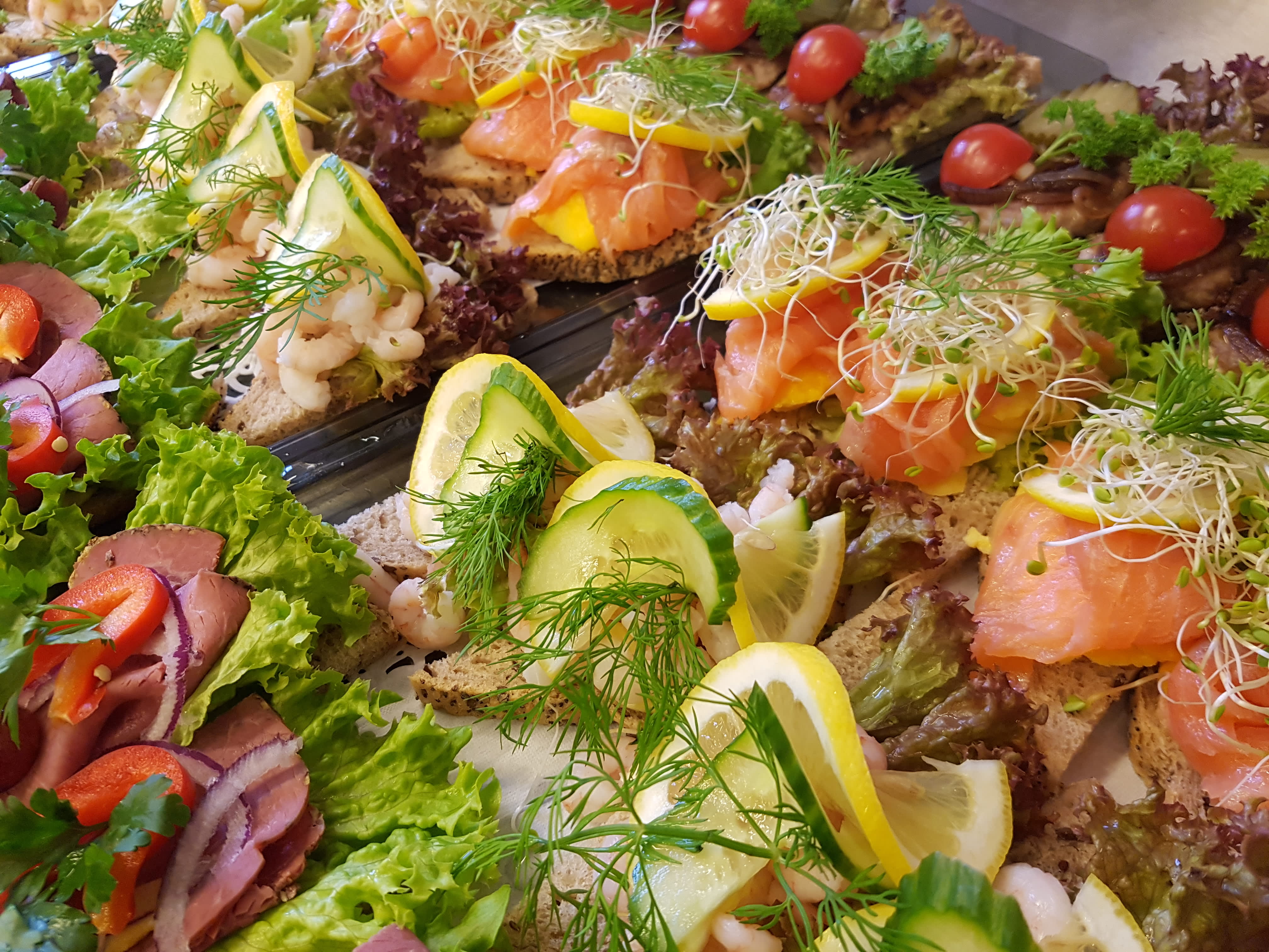 Delicious food laid out nicely on platters - Catering