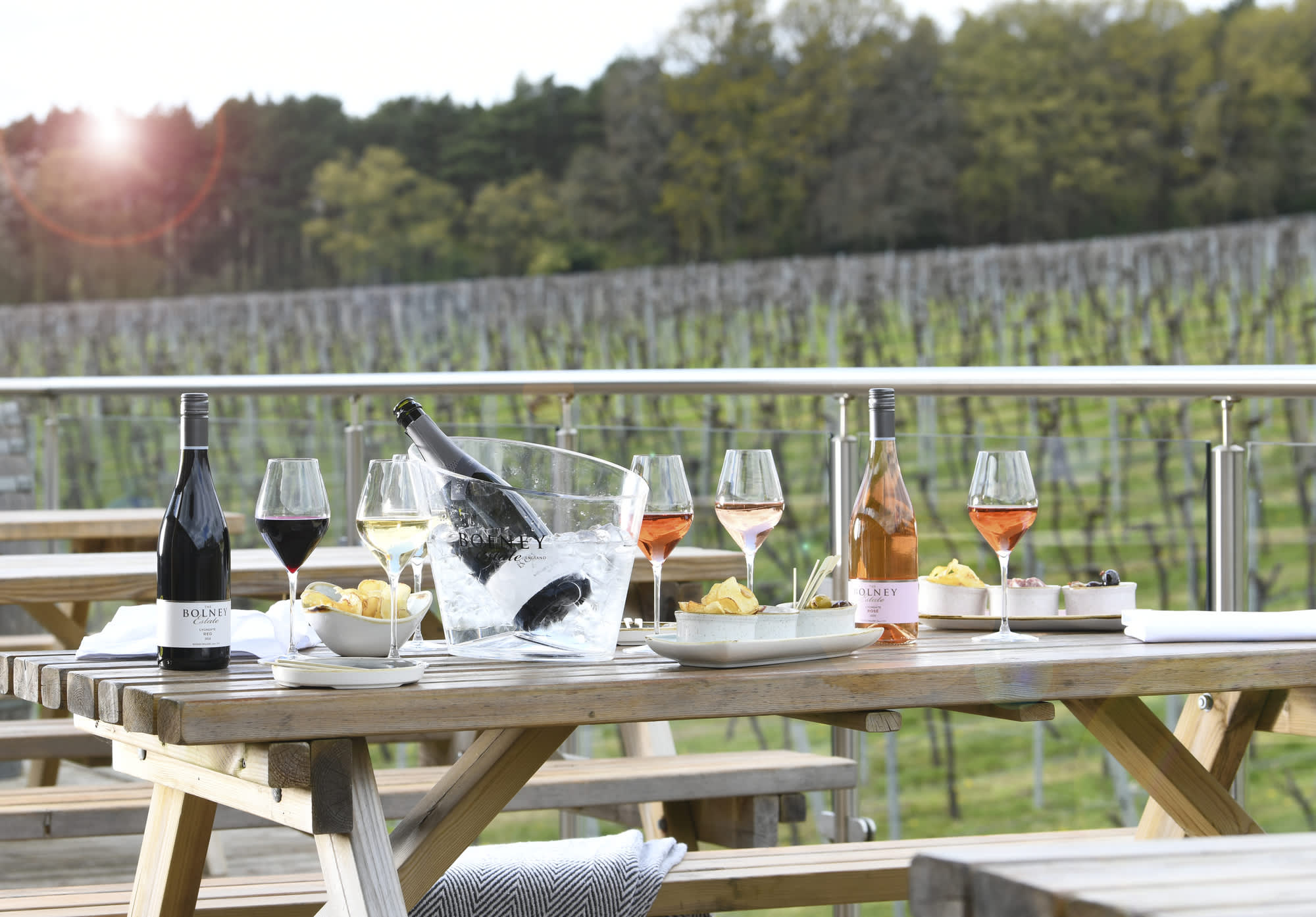 Bolney selection of wines near the vineyard