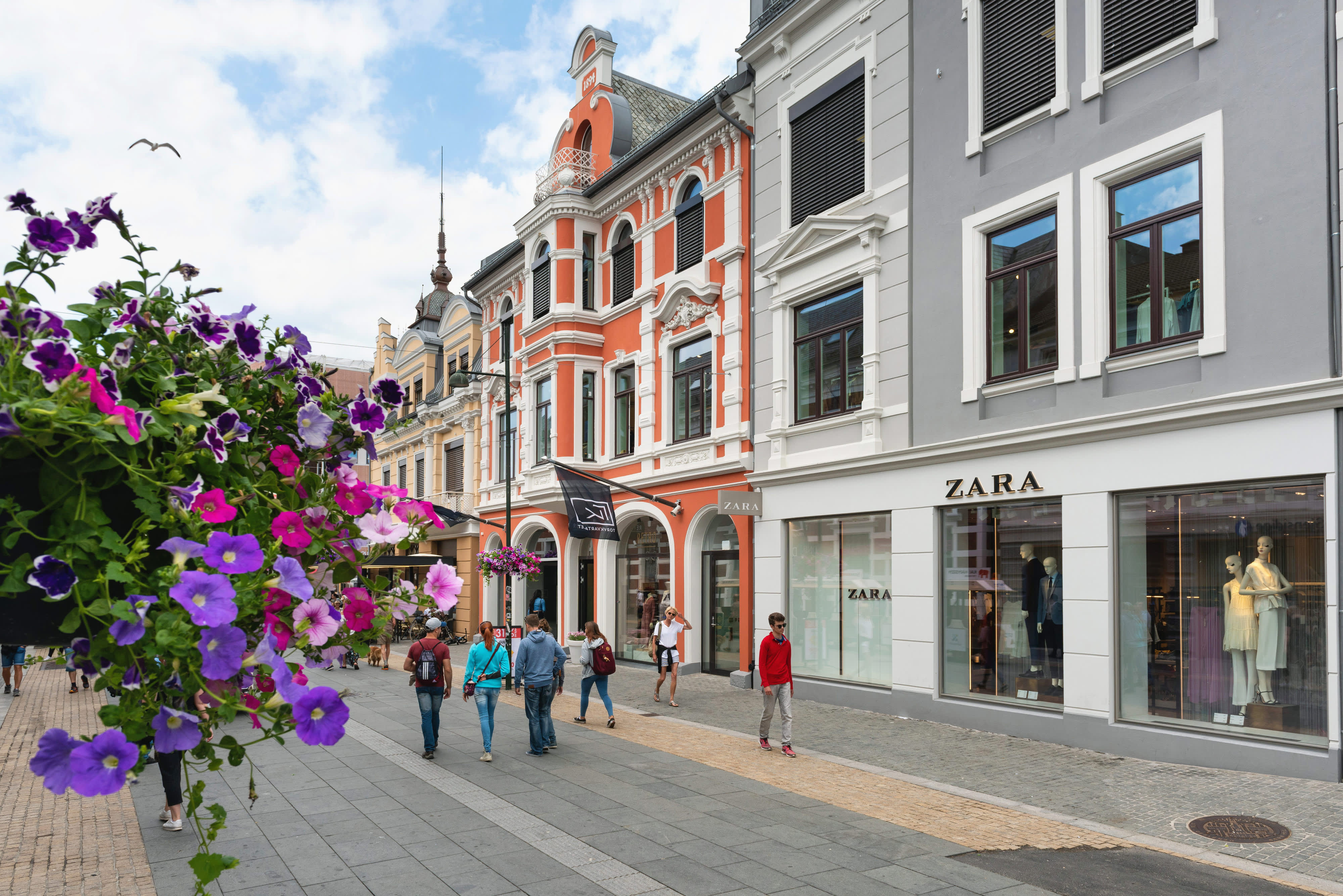 Shopping street Markensgate and Torvkvartalet in Kristiansand