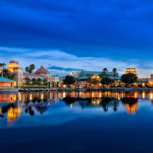 Disney's Coronado Springs Resort exterior at night