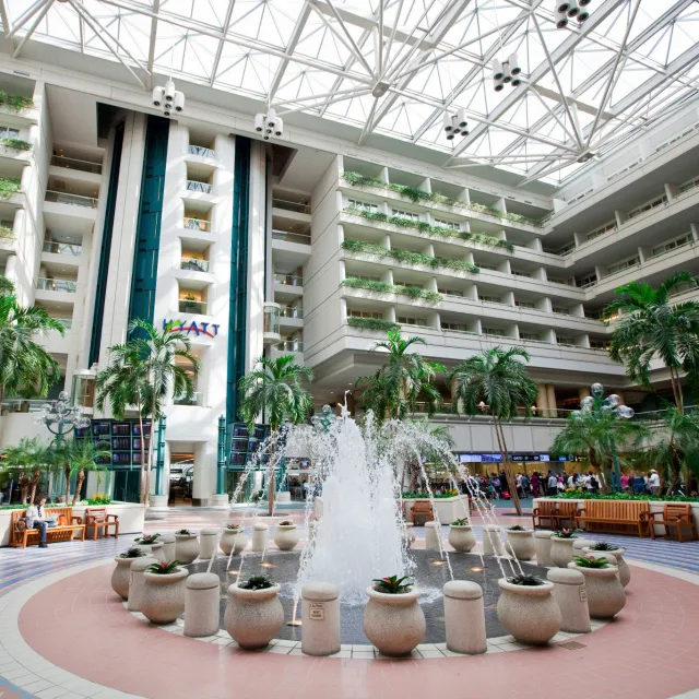Orlando International Airport atrium outside of the airport Hyatt hotel