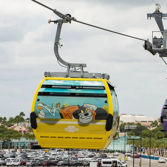 Disney Skyliner will begin carrying guests high above Walt Disney World Resort in Lake Buena Vista, Fla., on Sept. 29, 2019. The state-of-the-art transportation system will feature custom cabins that glide through the air, conveniently transporting guests between Disney’s Hollywood Studios and Epcot to four resort hotels – Disney’s Art of Animation Resort, Disney’s Caribbean Beach Resort, Disney’s Pop Century Resort and the new Disney’s Riviera Resort, scheduled to open in December 2019.