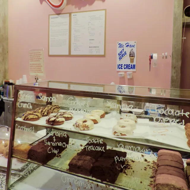 Miriam Porter, writer, and son, Noah dine at Erin McKenna's Bakery at Disney Springs