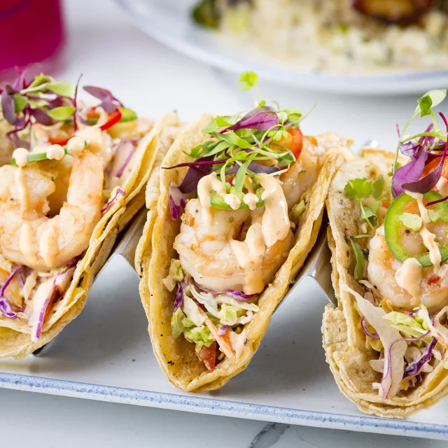 The Hampton Social shrimp tacos