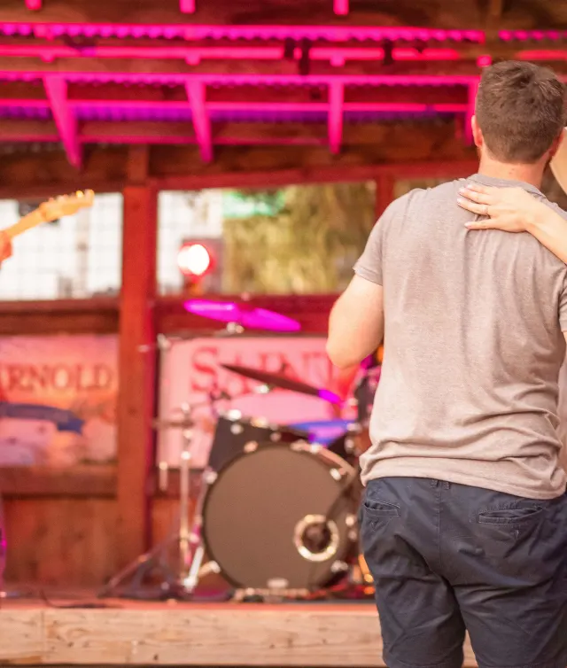 Couple dancing to live band