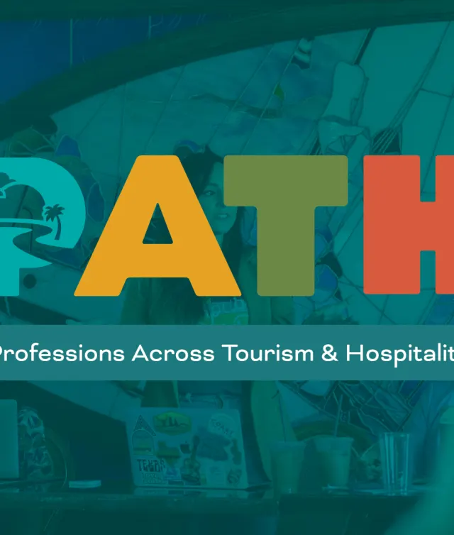 A photo of a public speaker with the PATH logo ontop of it.