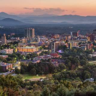 The city of Asheville, North Carolina is located in the Blue Ridge Mountains