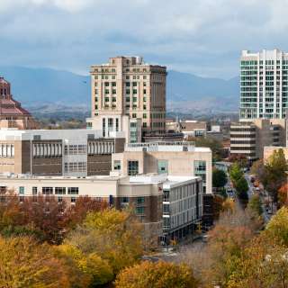 Dowtown Asheville with late fall color