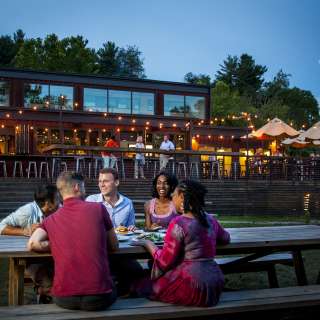 Outdoor dining at Smoky Park Supper Club in the River Arts District in Asheville, NC