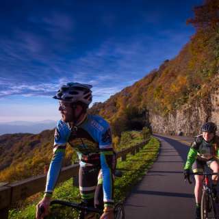 Couple road biking on BRP