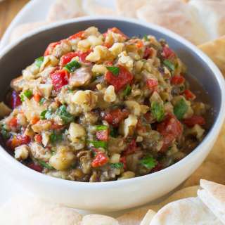 Roasted Eggplant Red Pepper Spread #Recipe | ExploreAsheville.com