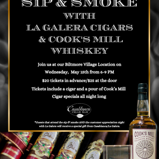Sip & Smoke with La Galera Cigars and Cook's Mill Whiskey
