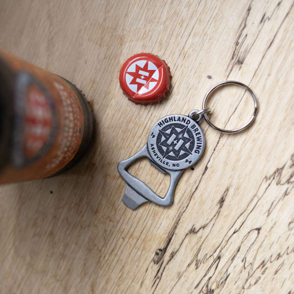 Highland Brewing logo keychain with bottle opener