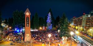 The Christmas tree lighting event at Esther Short Park in Vancouver, WA.