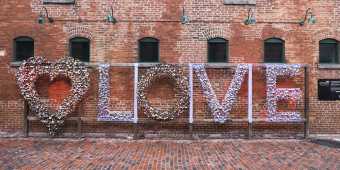 The love locks art installation at the Distillery District
