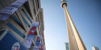 Outside the Rogers Centre, home of the Toronto Blue Jays
