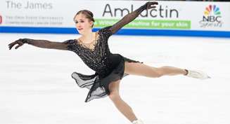 Isabeau Levito performs on the ice during a figure skating competition