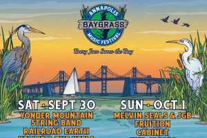 A graphic with a lineup of musicians for the Annapolis Baygrass Music Festival