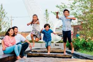 Family at Kids' Canal at Promenade Park