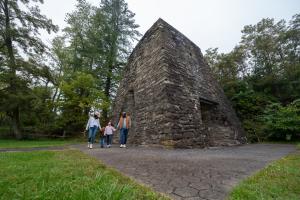Family at Iron Furnace at Pine Grove Furnace State Park