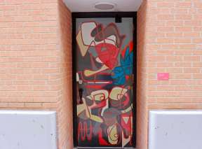 Hydrangeas in His Hand Alley Door by Aaron Jackson Bowman