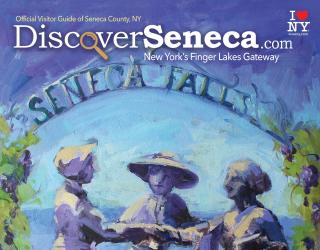 2021 Visitor Guide artwork of the three ladies statue in Seneca Falls
