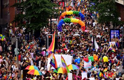 Bristol Pride Parade walking through Horsefair - Credit Bristol Pride