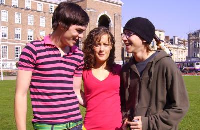 Nicholas Hoult as Tony Stonem, April Pearson as Michelle Richardson, and Mike Bailey as Sid Jenkins in Skins series 1 - credit Company Pictures, Storm Dog Films and All3Media International