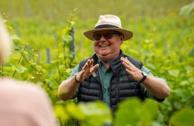 Man in vineyard at Aldwick Estate in North Somerset, near Bristol - credit Visit West
