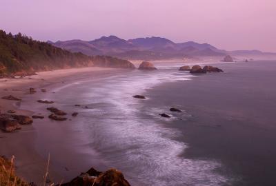 The southern view of Crescent Beach and Cannon Beach from Ecola State Park