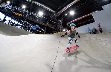 young girl skateboarding
