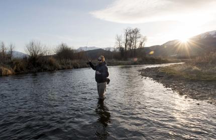 Spend a beautiful winter evening fly fishing on the Provo River