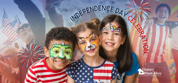 children with their face painted and people celebrating the Fourth Of July