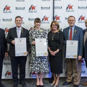 Recipients of  Chamber Annual Awards pose with certificates