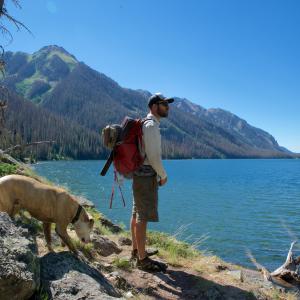 Emerald Lake Hiker with Dog