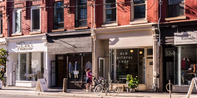 The shops and boutiques of Queen Street West neighbourhood