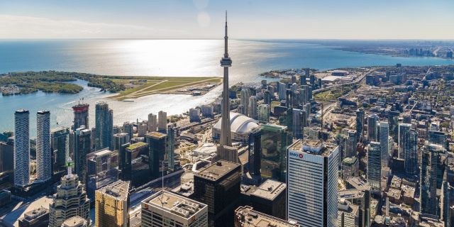 The Toronto skyline from the air