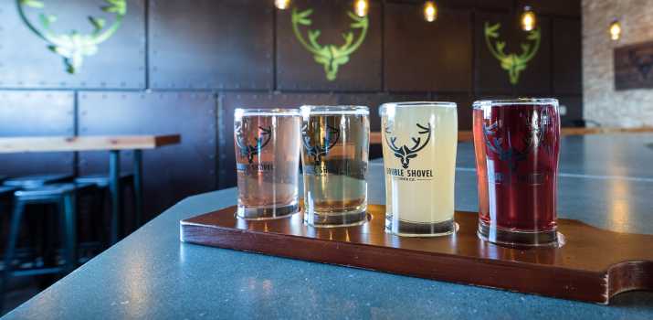 A flight of ciders at Double Shovel in Anchorage.