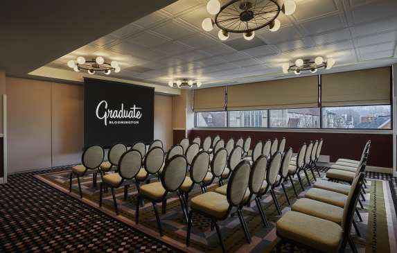 Professional event set-up in a meeting room at the Graduate Bloomington Hotel