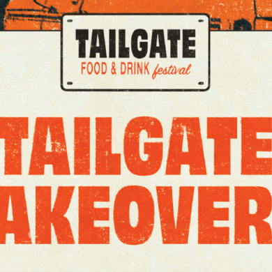 A poster for Tailgate Takovers at the rooftop at pins.