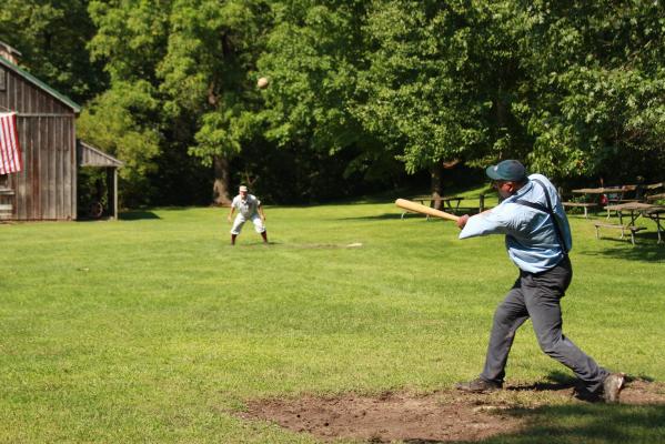 Deep River Grinders Baseball player batting