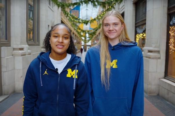 University of Michigan athletes Olivia and Mila visit Ann Arbor