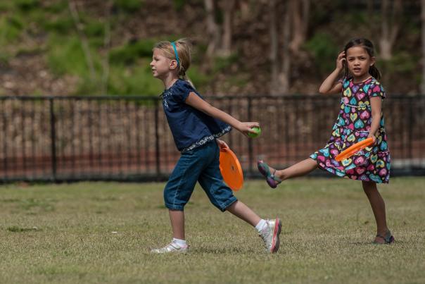 Children playing frisbee