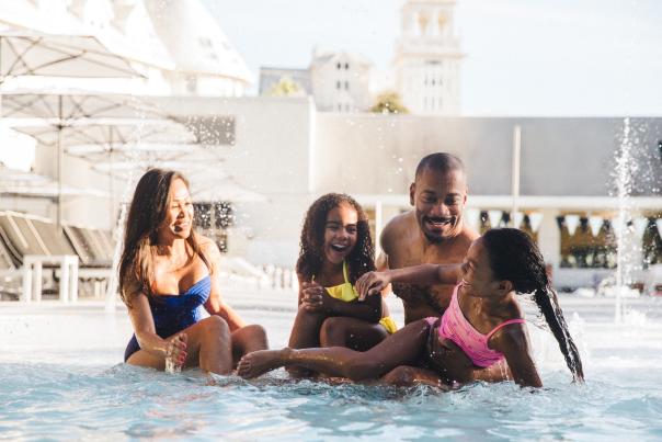 Claremont Hotel Pool Family Playing