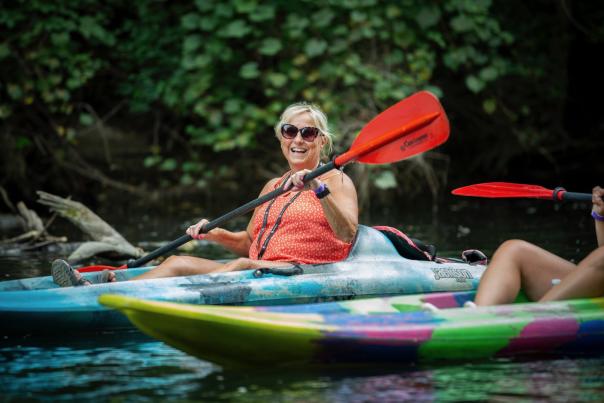 Woman in kayak in LaGrange County