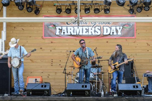 Band playing on stage at China Grove's Farmers Day Festival