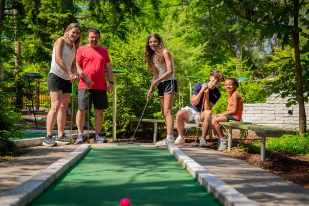 Family Playing Mini Golf at Knoebels Amusement Resort