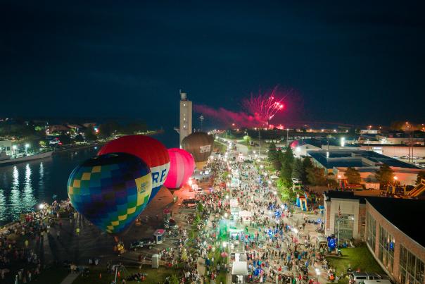 drone photo of Lakeshore Balloon Glow