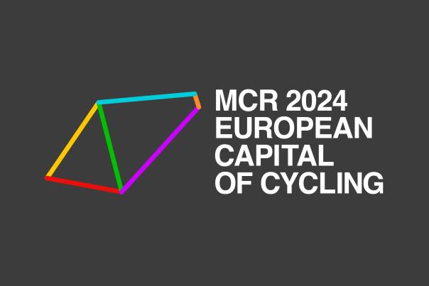 Logo for MCR 2024 European Capital of Cycling Square